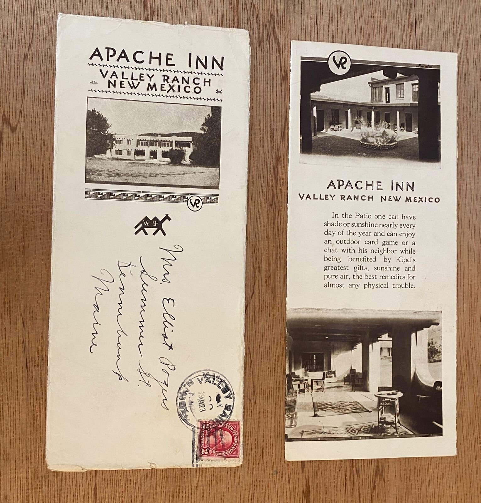 1923 APACHE INN VALLEY RANCH w/ Matching Pictorial Advert Cover