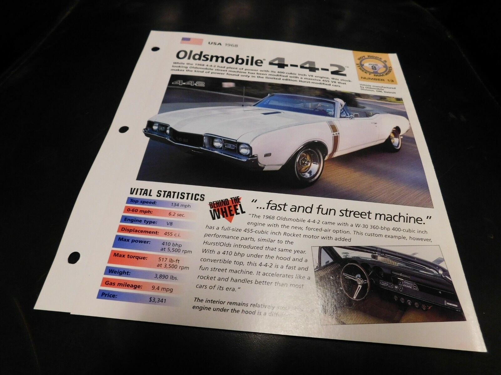 1968 Oldsmobile 4-4-2 442 Spec Sheet Brochure Photo Poster 