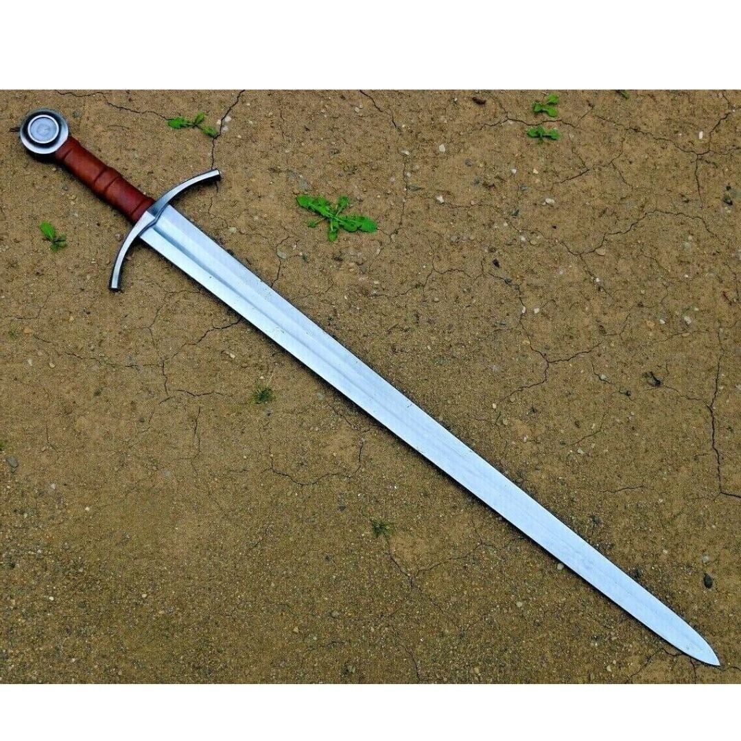Custom Handmade Sword Leather Handle D2 Tool Steel Viking Sword Hunter Replica
