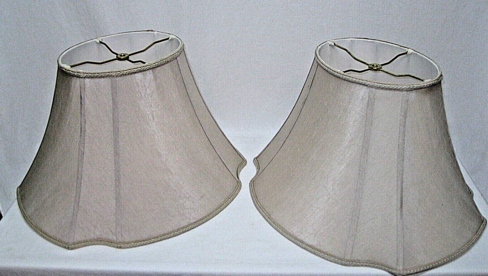 Pair Beige Vintage Lamp Shade Fringe 19\
