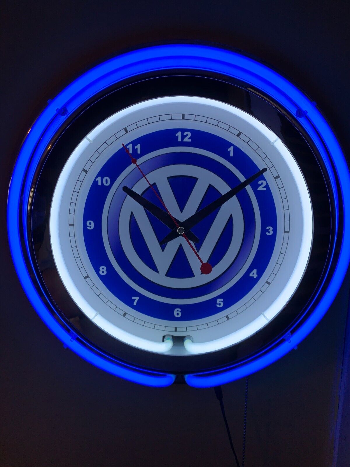 VW Volkswagen Motors Garage BLUE Man Cave Neon Wall Clock Advertising Sign