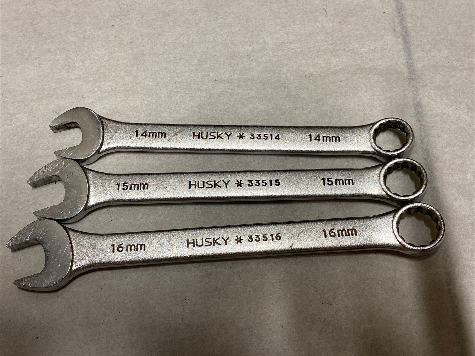 Husky Set Of 3 Combination Wrench 14/15/16MM Made In USA 33514/5/6