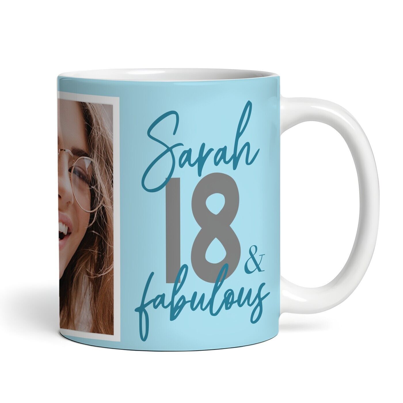 18 & Fabulous 18th Birthday Gift Blue Photo Tea Coffee Cup Personalised Mug
