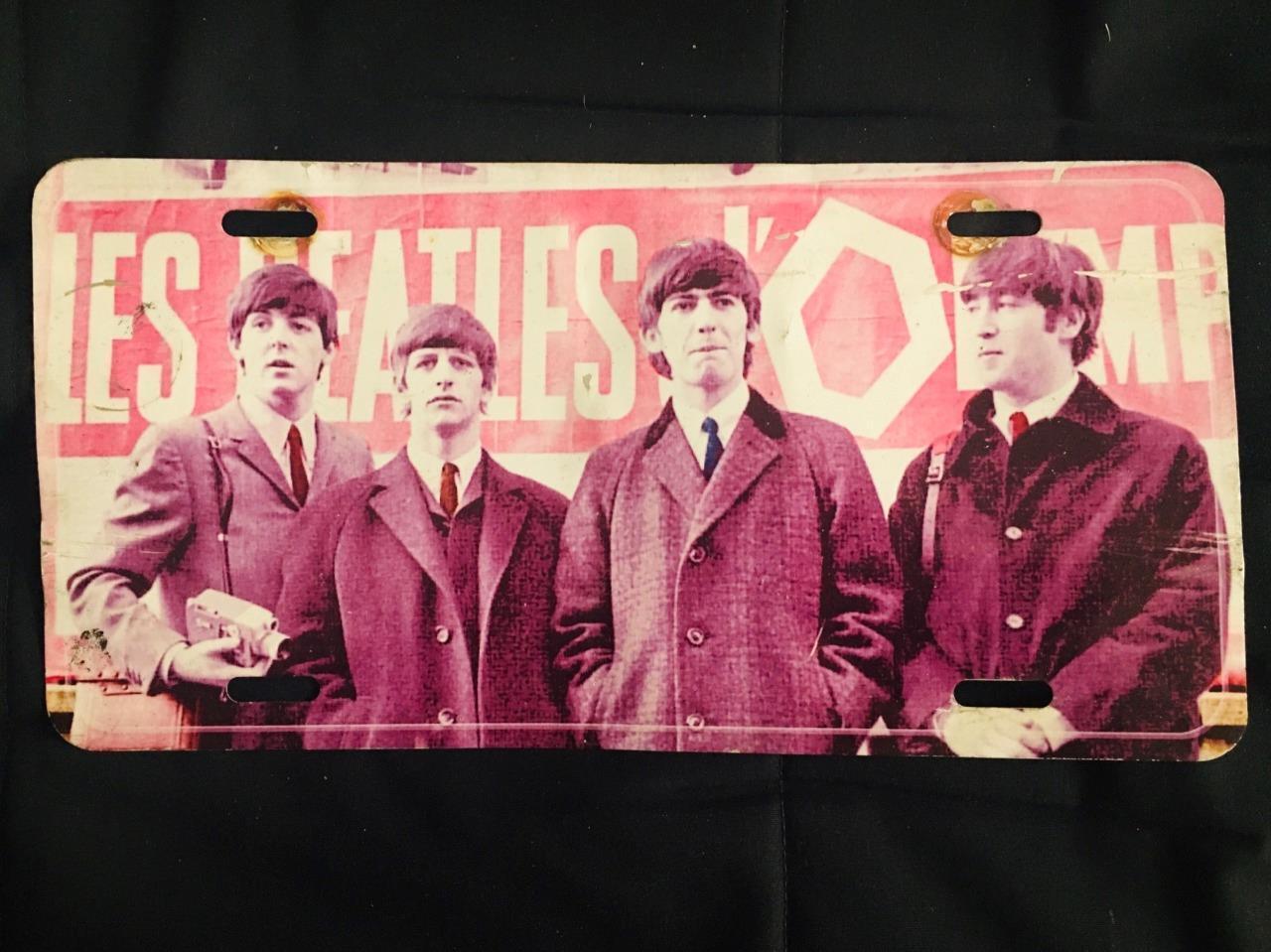 Ultra Rare THE BEATLES 1960\'s Pictorial Aluminum License Plate AWESOME