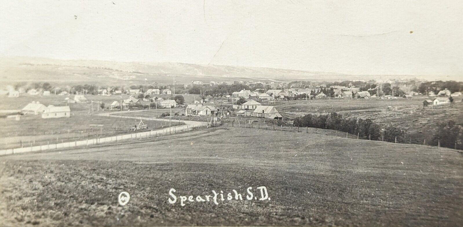 Postcard Real Photo Aerial View of Spearfish South Dakota 1910s