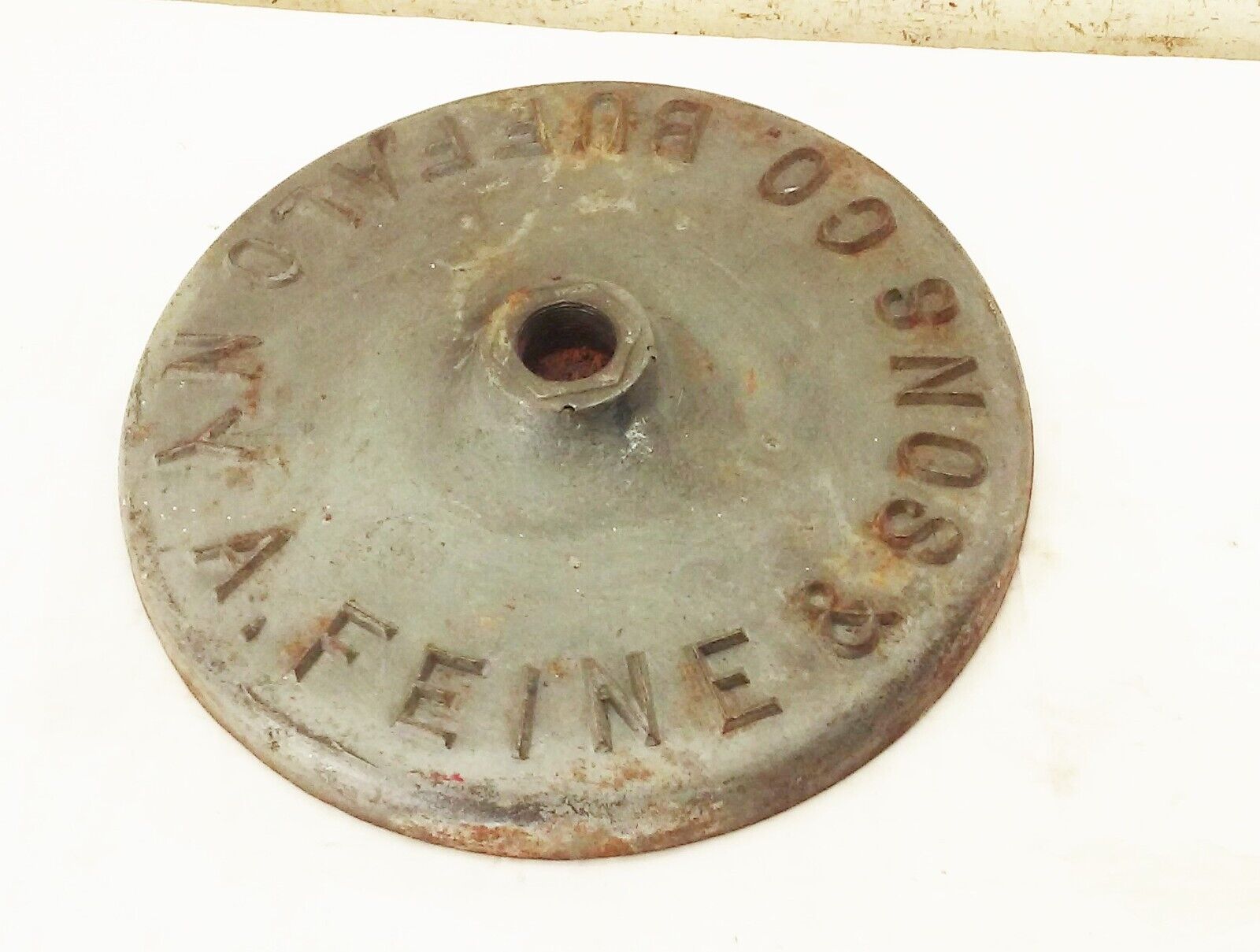 Vtg antique A.Feine buffalo NY cast iron lollipop sign base industrial steampunk