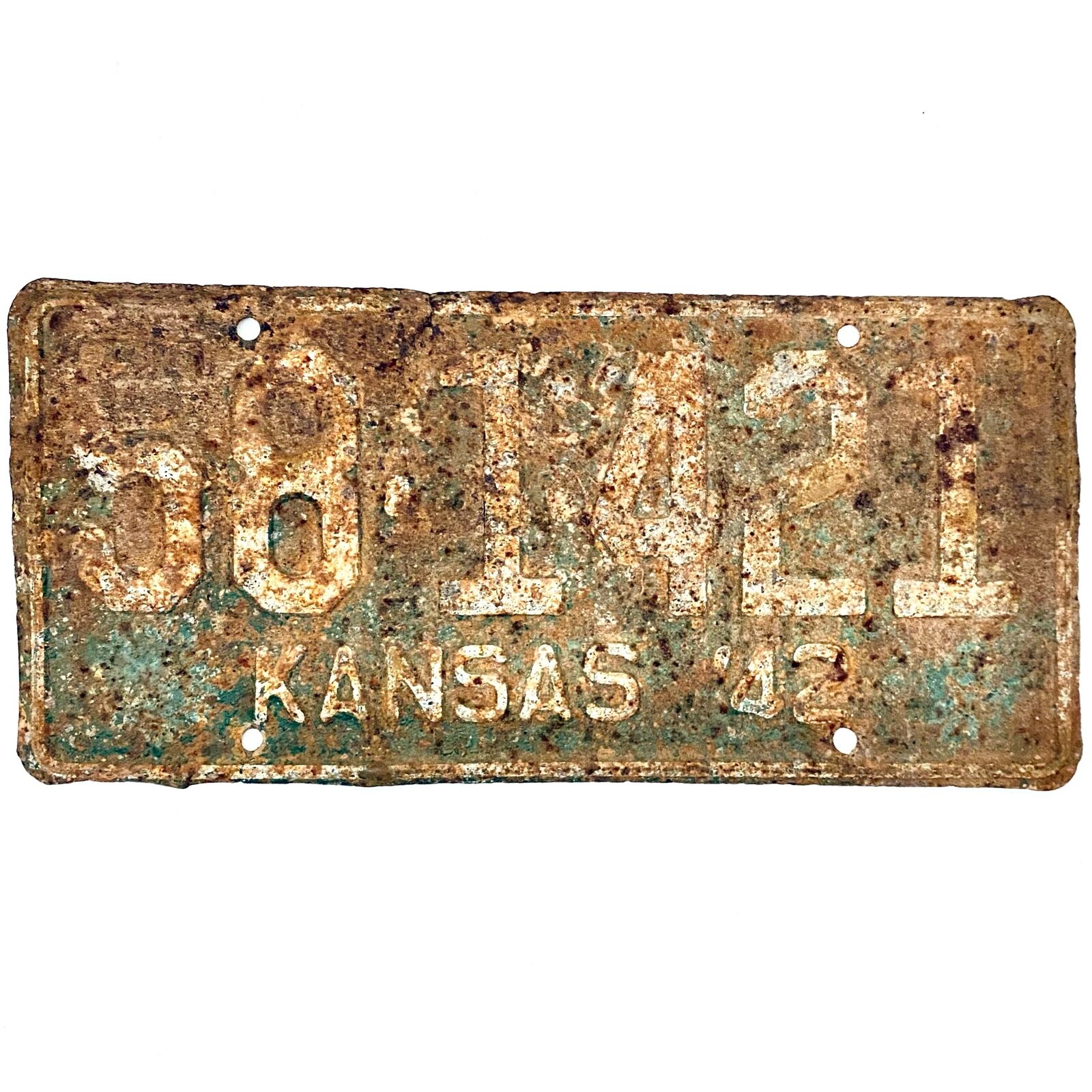 1942 United States Kansas Philips County Passenger License Plate 58-1421