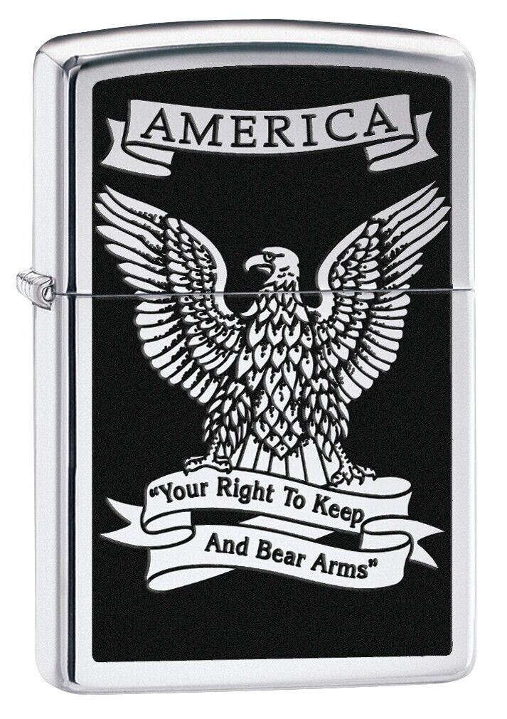 Zippo American Eagle High Polish Chrome Windproof Pocket Lighter, 28290