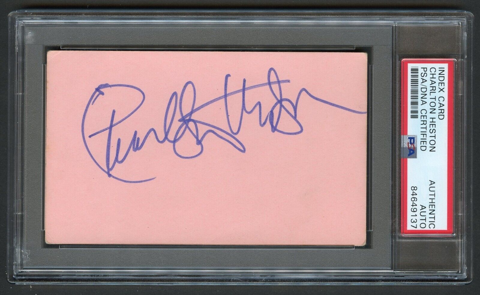 Charlton Heston signed autograph Vintage 3x5 The Ten Commandments / Ben-Hur PSA