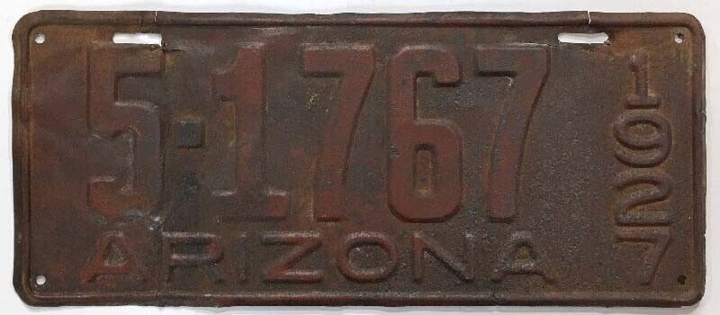 Arizona 1927 Yavapai County License Plate 5-1767