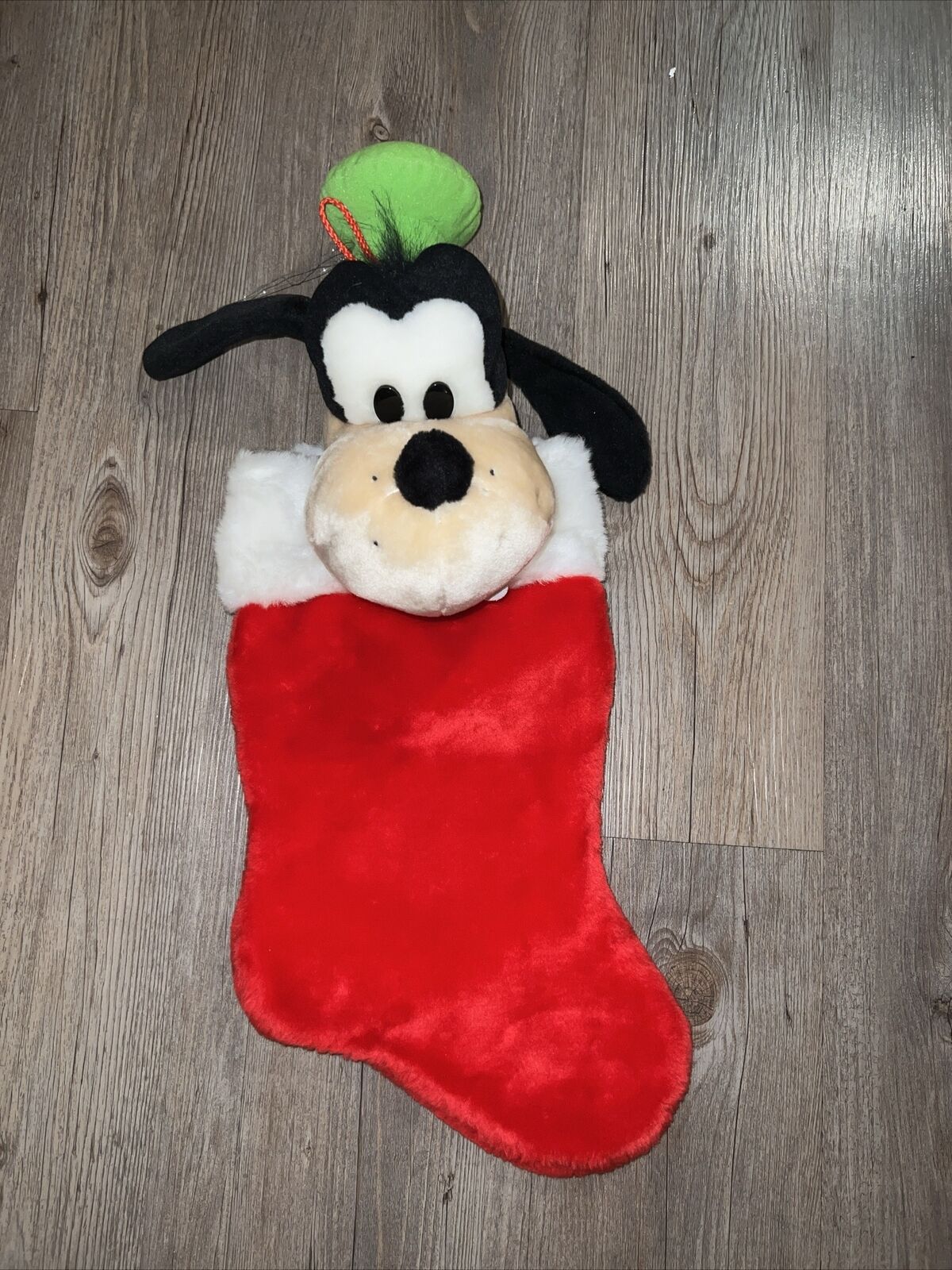 Vintage Disney 3-D Goofy Plush Red 21” Christmas Stocking New Old Stock CUTE