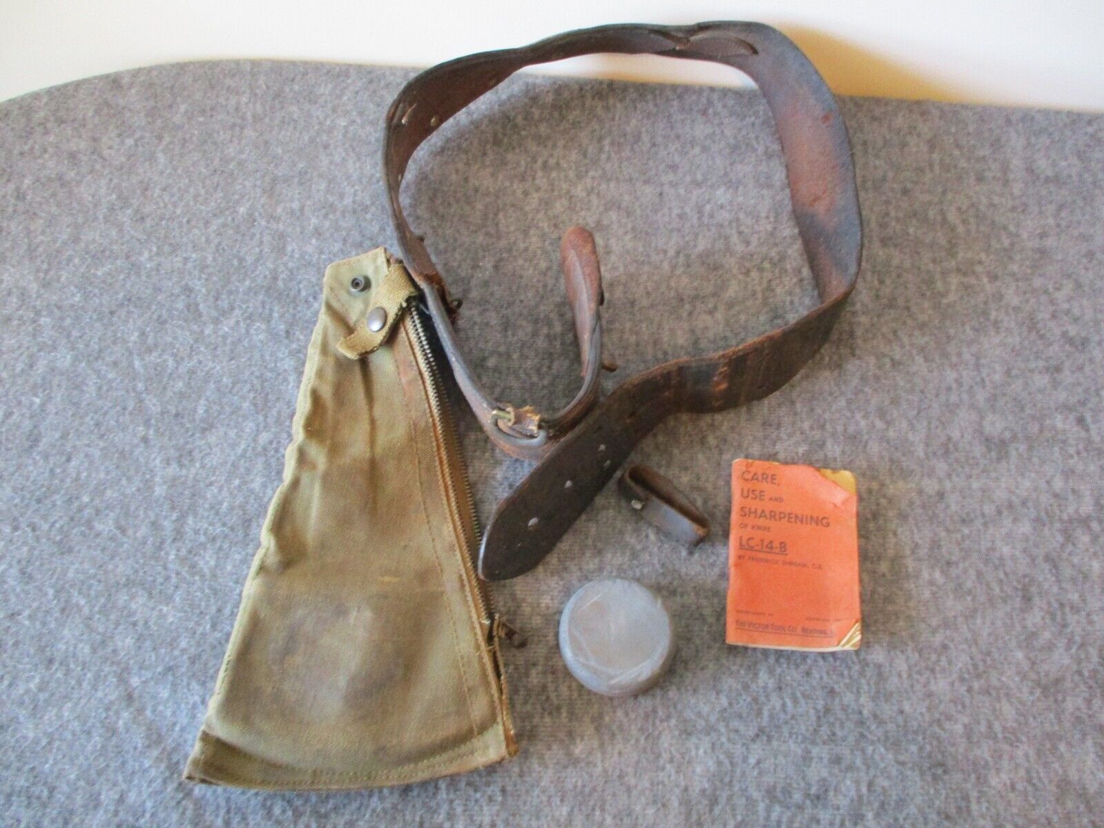 WW2 US WOODMANS PAL BOLO (KNIFE CASE ONLY+STONE/BOOK/BELT) 1943 LC-14 - READ