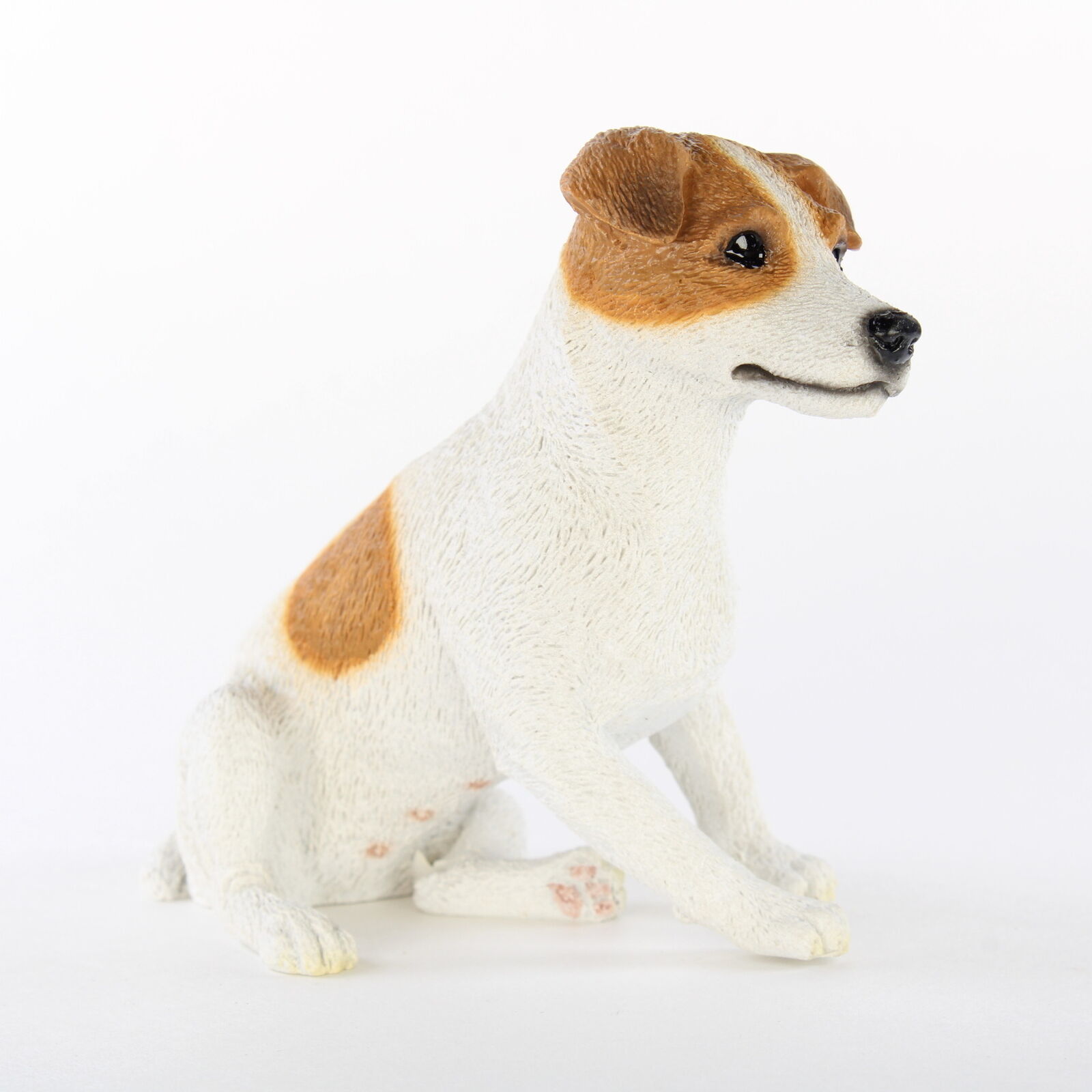 Jack Russell Terrier Figurine Hand Painted Collectible Statue Brown/Wht Smooth