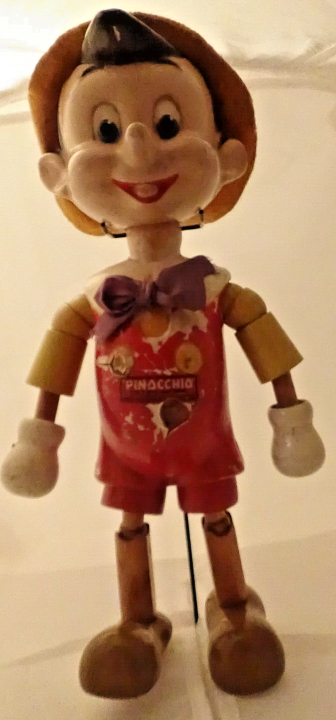 1930s Vintage Disney Pinocchio Articulated Wood Doll 11” Ideal Novelty Toy Co