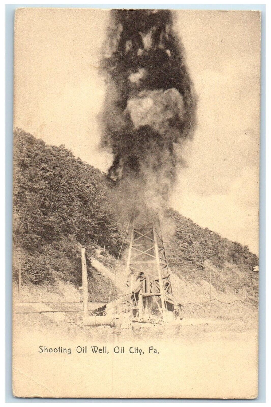 1909 Scenic View Shooting Oil Well Oil City Pennsylvania Posted Vintage Postcard