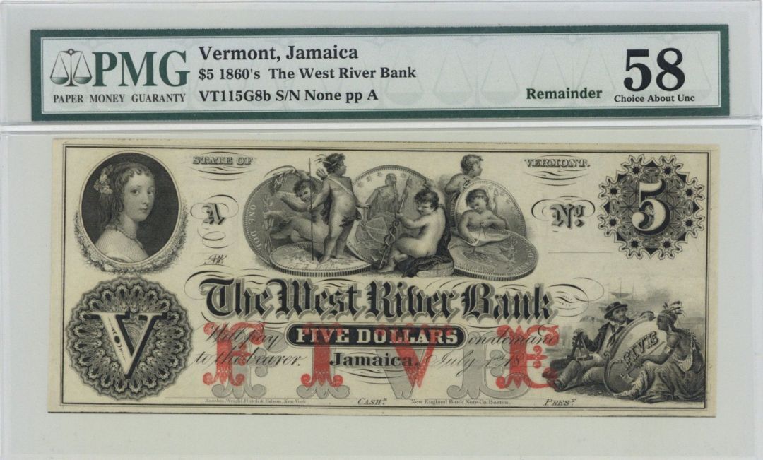 West River Bank $5 - Obsolete Notes - Paper Money - US - Obsolete