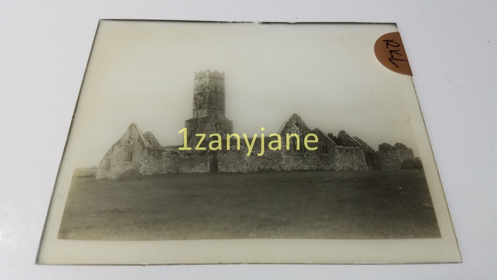 RKL Glass Magic Lantern Slide Photo OLD STONE BUILDING WITH WATCHTOWER