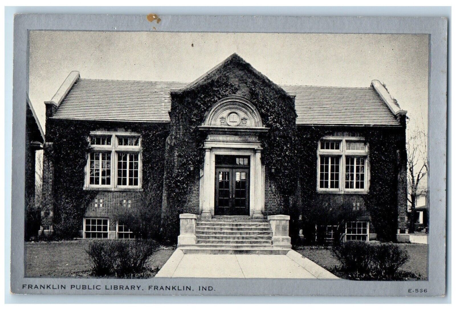 Franklin Indiana IN Postcard Franklin Public Library Front View c1930's Vintage