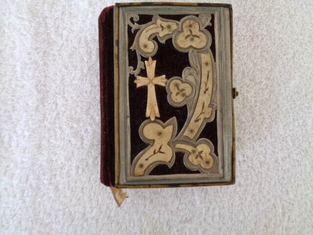 Very Old Catholic Book Golden Key Of Heaven. Velvet & MOP or Celluloid(?)