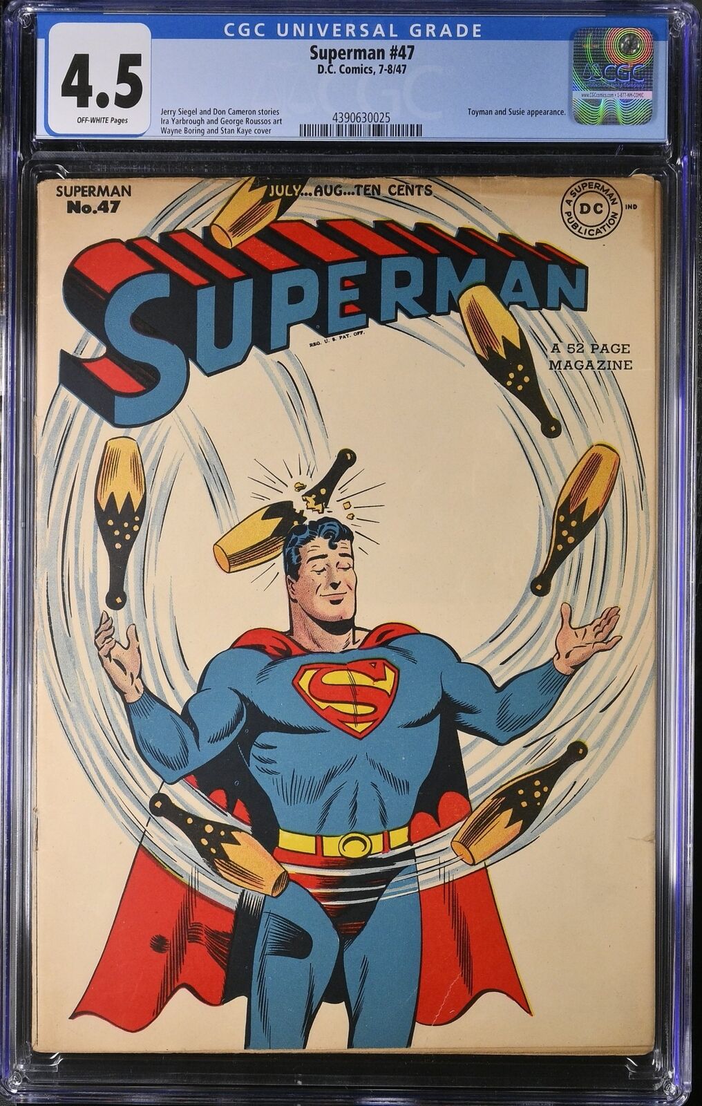 Superman #47 CGC VG+ 4.5 Off White Lois Lane The Toyman Boring/Kaye Cover