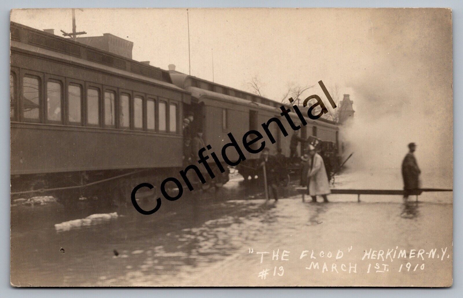 Real Photo Railroad Train Herkimer NY Flood Of 1910 New York NY RP RPPC M159