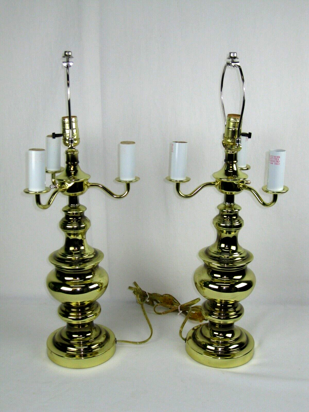 2 Pair  Hollywood Regency Style Brass Plated table Lamp 26\