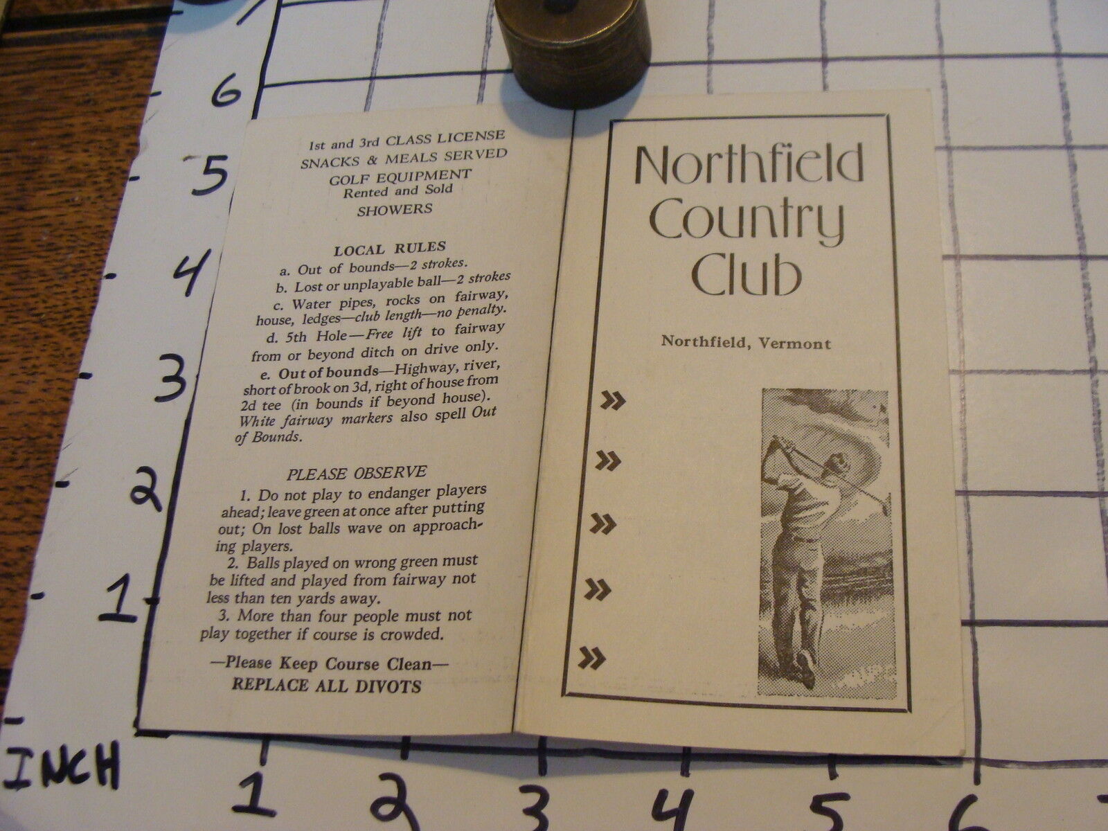 Vintage Early Paper: Unused NORTHFILD COUNTRY CLUB vt.