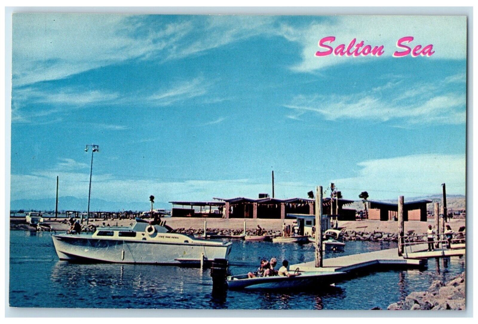 c1960 Salton Sea State Park Patrol Boat North Shore California Vintage Postcard