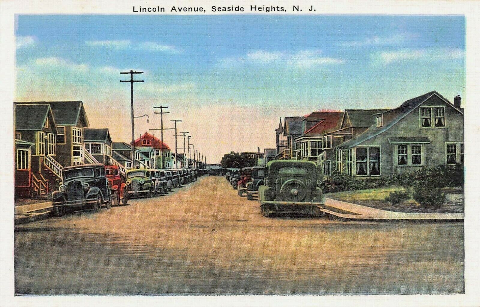 View of Lincoln Ave., Seaside Heights, New Jersey, Early Postcard, Unused 