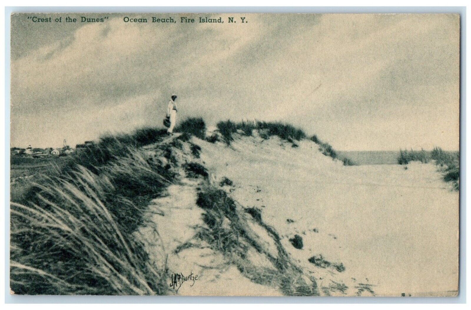 1948 Crest Dunes Ocean Beach Fire Island New York NY Vintage Antique Postcard