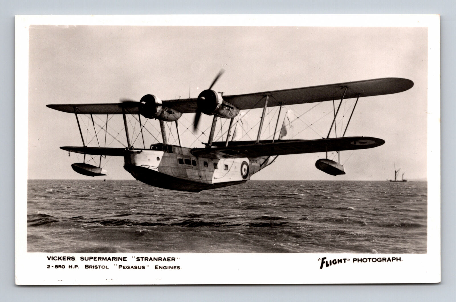 RPPC Vickers Supermarine Stranraer FLIGHT Photograph Postcard