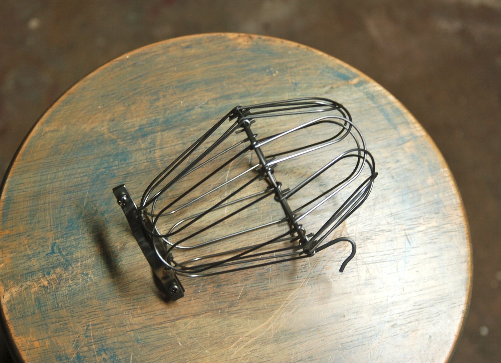 Steel Wire Bulb Cage - Clamp On Lamp Guard, Vintage Trouble Lights - Industrial 