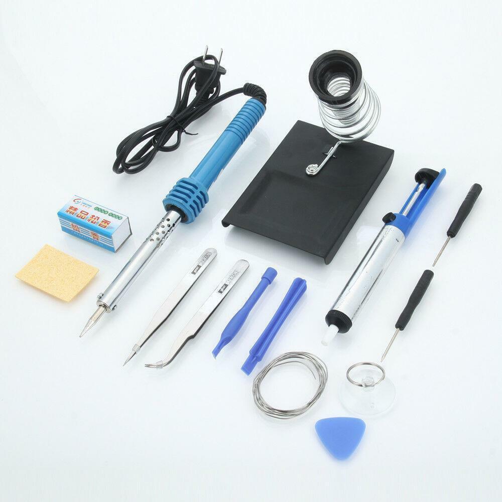 Hot 14in1 60W 110V Electric Soldering Iron Tools Kit Stand Desoldering Pump Set