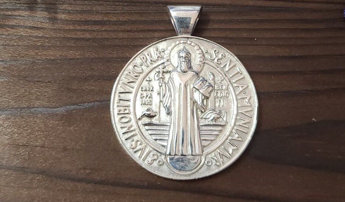  Saint Benedict Pendant Solid Sterling Silver. 925