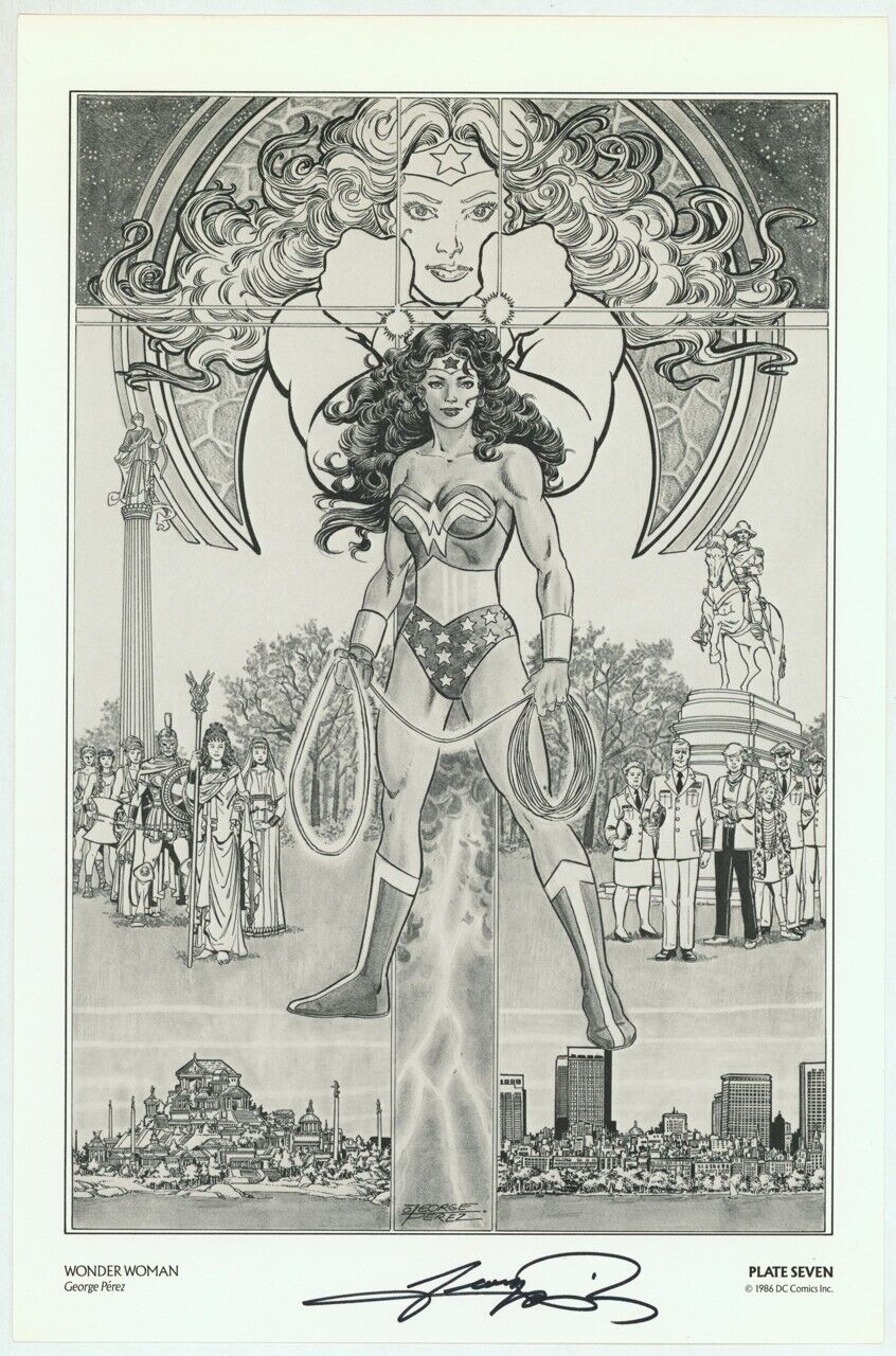 History of the DC Universe SIGNED George Perez Comic Art Print ~ Wonder Woman