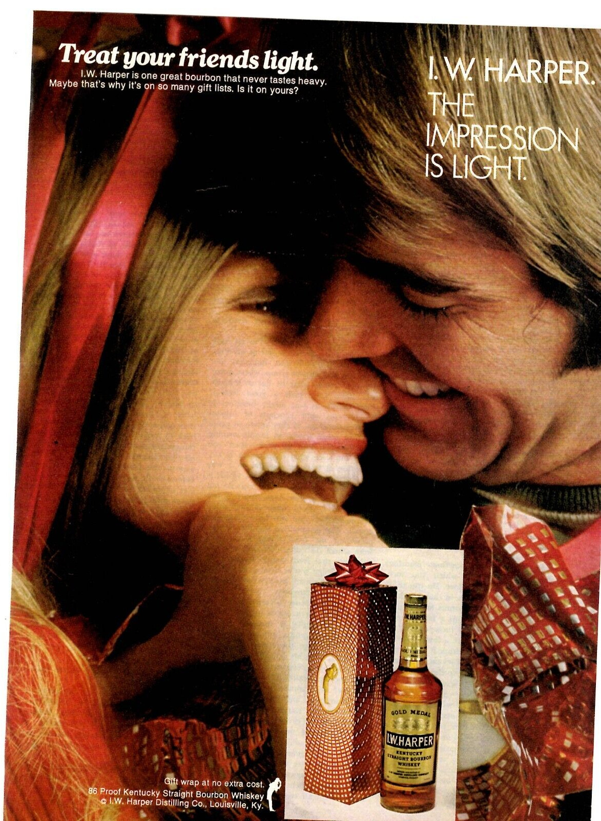 1972 Print Ad I.W. Harper Kentucky Straight Bourbon Whiskey Christmas Treat