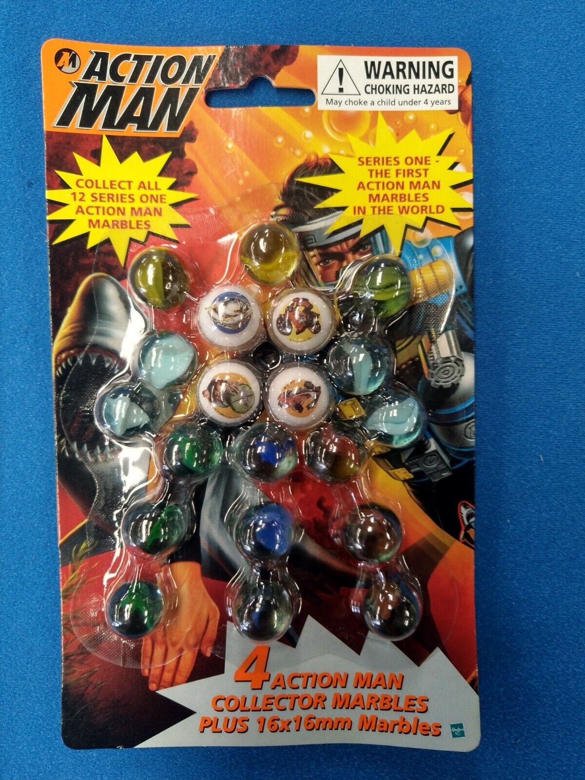 Hasbro Action Man Marbles 4 Collectable Marbles + 16 x 16mm Marbles NOS