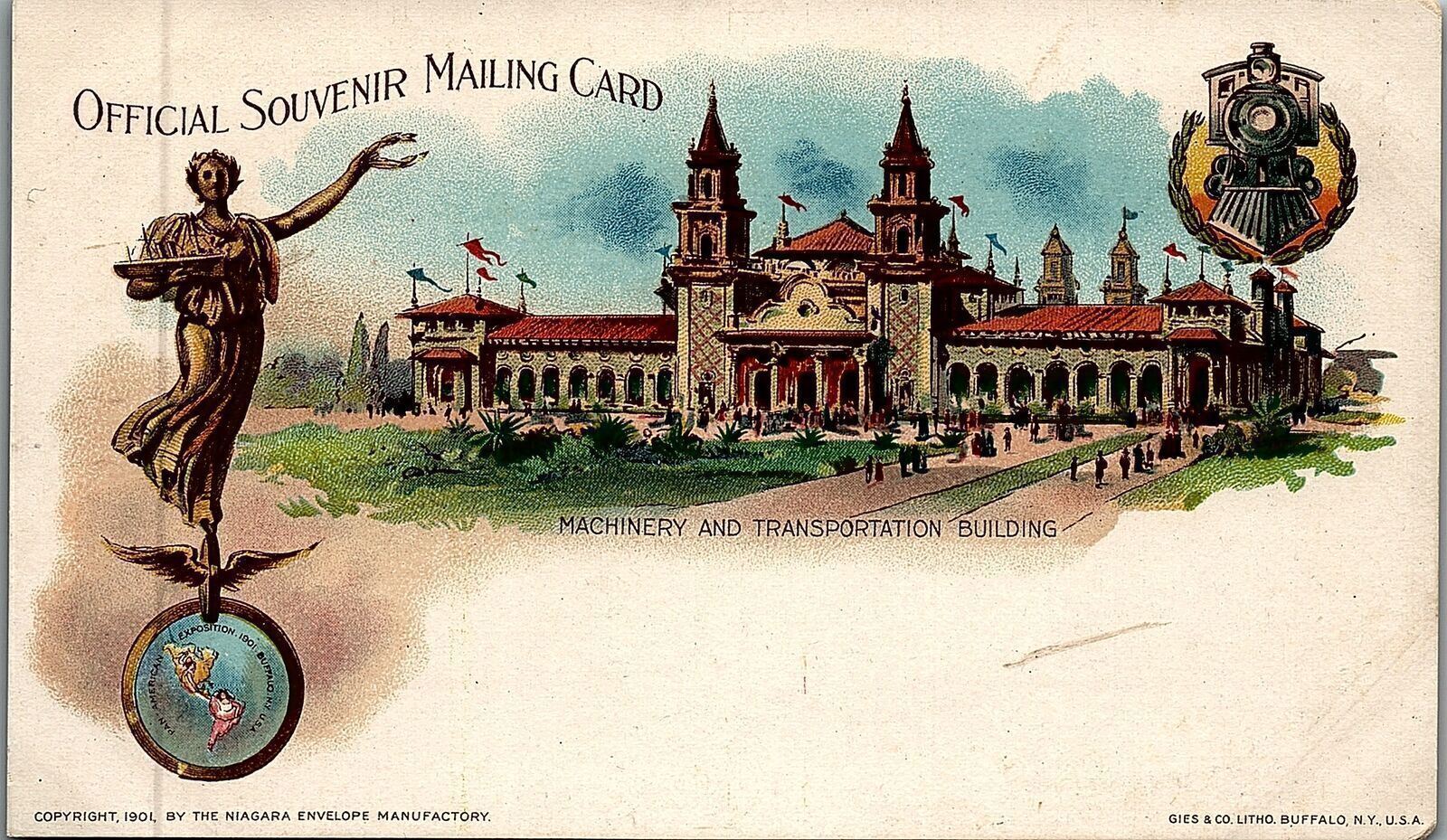 1901 PAN AMERICAN EXPOSITION BUFFALO MACHINERY BLDG PRIVATE MAILING CARD 25-289