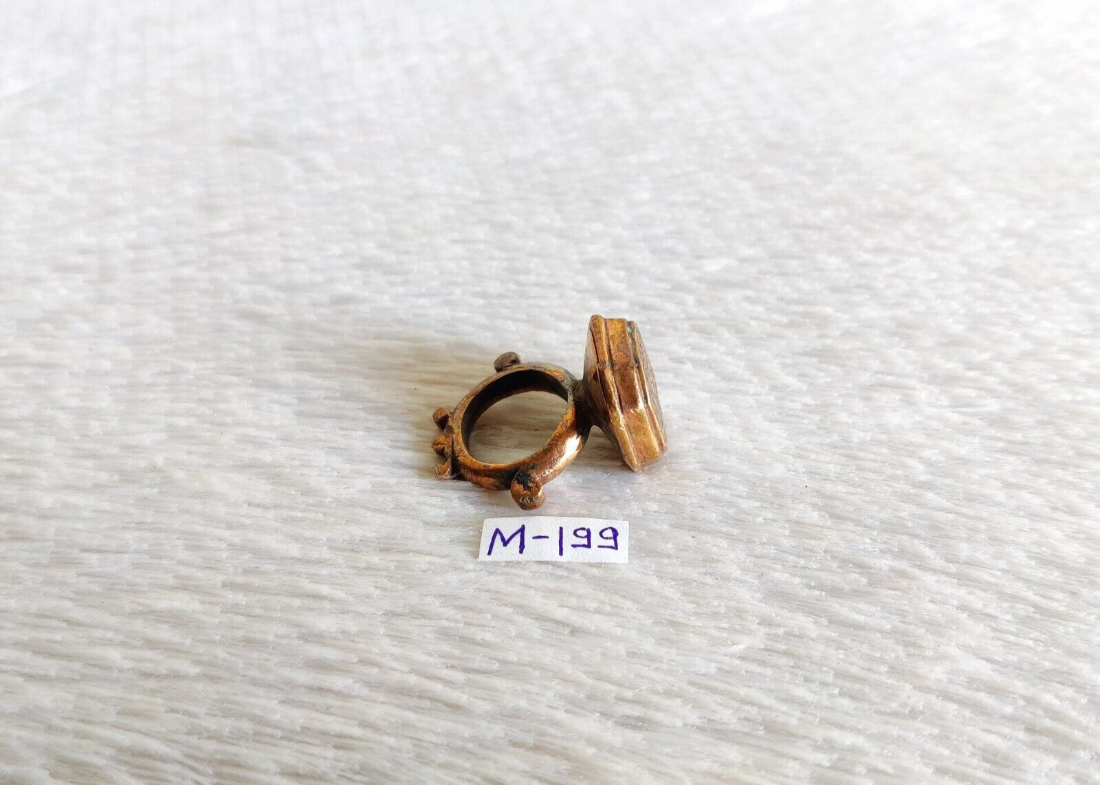 19c Vintage Original Old Islamic Calligraphy Copper Ring Jewelry Props M199