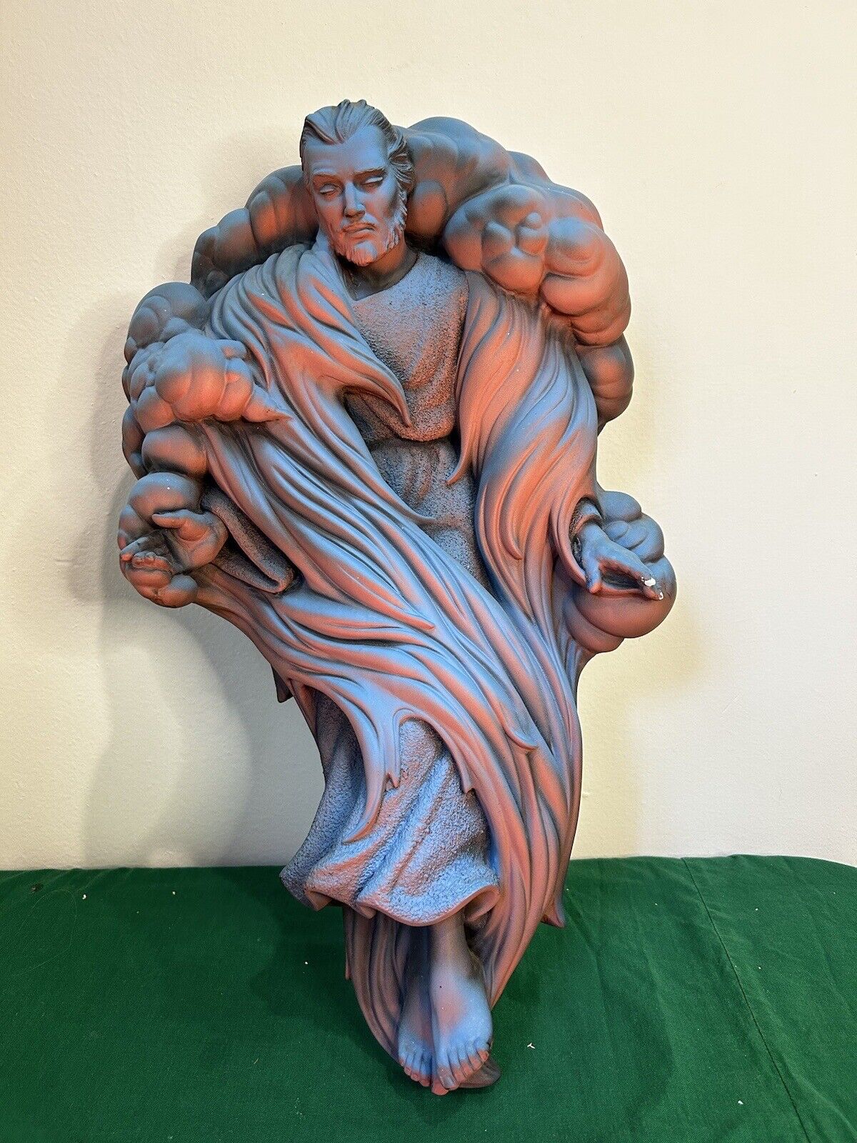 Vintage ChalkWare Wall Art By Victor 1964 Christ” Ascension” Very Unusual Glaze