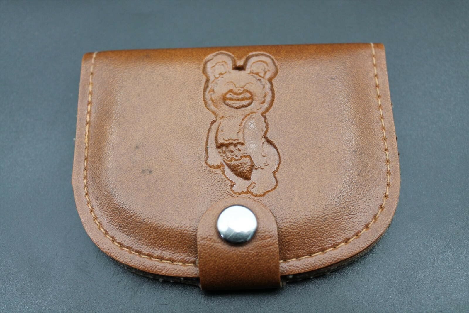 Rare Vintage Brown Wallet Leather Olympic Bear 