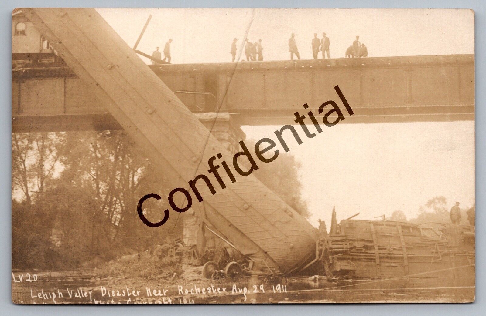 Real Photo 1911 Lehigh Valley Railroad Disaster Near Rochester NY  RP RPPC D124