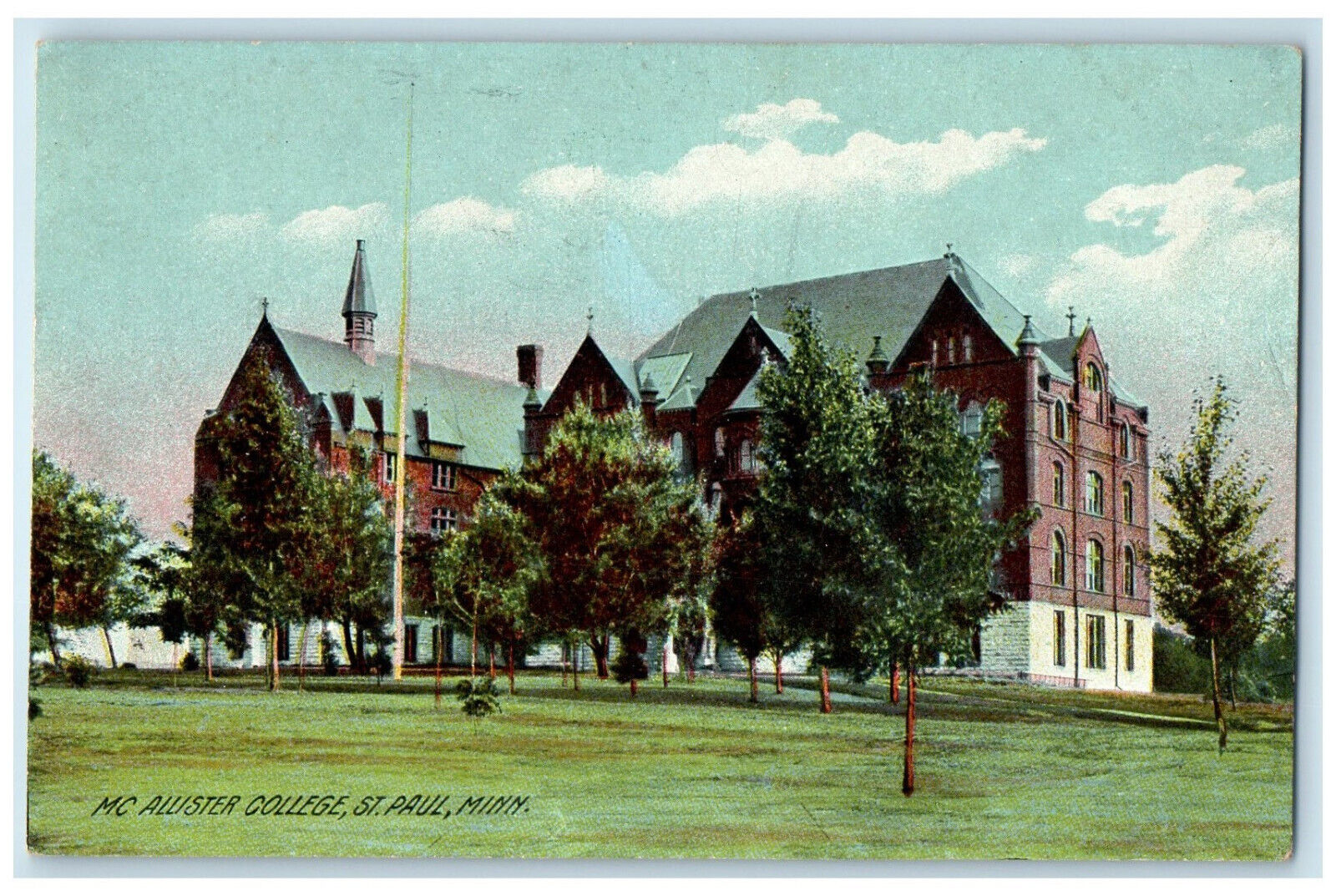c1910 Mc Allister College St. Paul Minnesota MN Unposted Antique Postcard