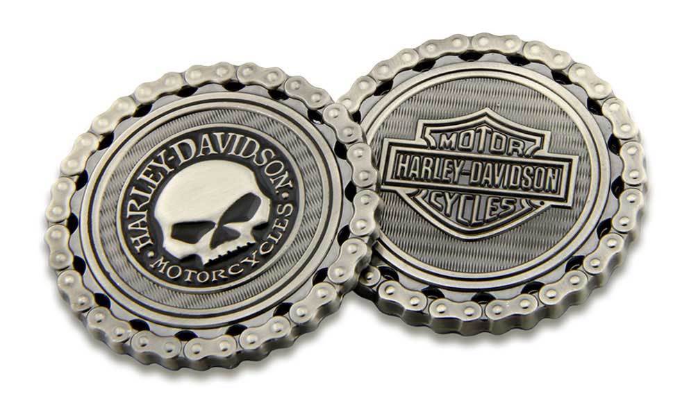 Harley-Davidson Skull / Bar & Shield Chain Challenge Coin, 1.75 inch 8005184