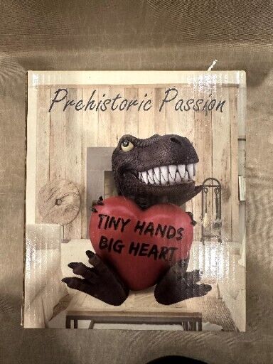 Prehistoric Passion Tiny Hands Big Heart T-rex Valentines Day Figurine, 6 1/2 In