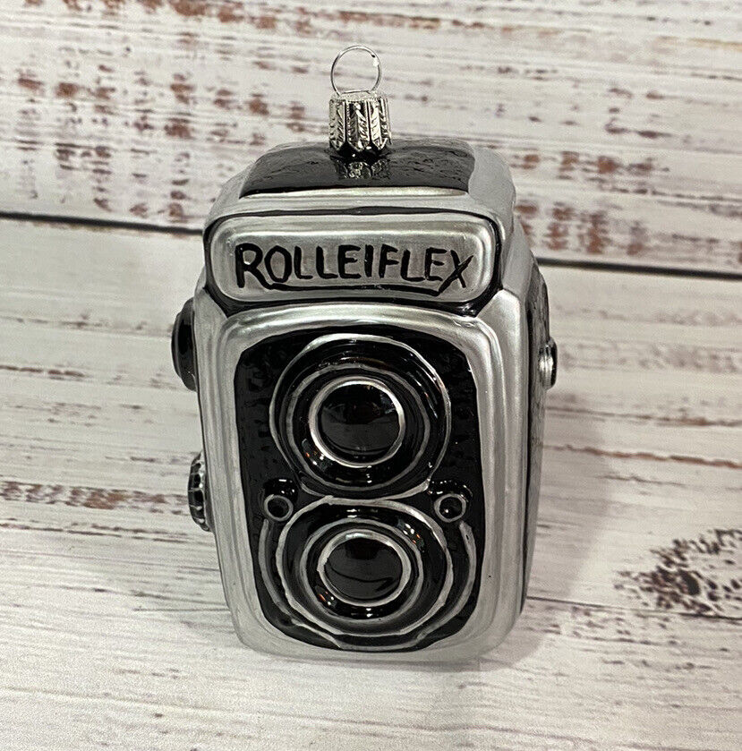 Rare Rolleiflex Range Finder Camera Glass Christmas Ornament Vintage Style