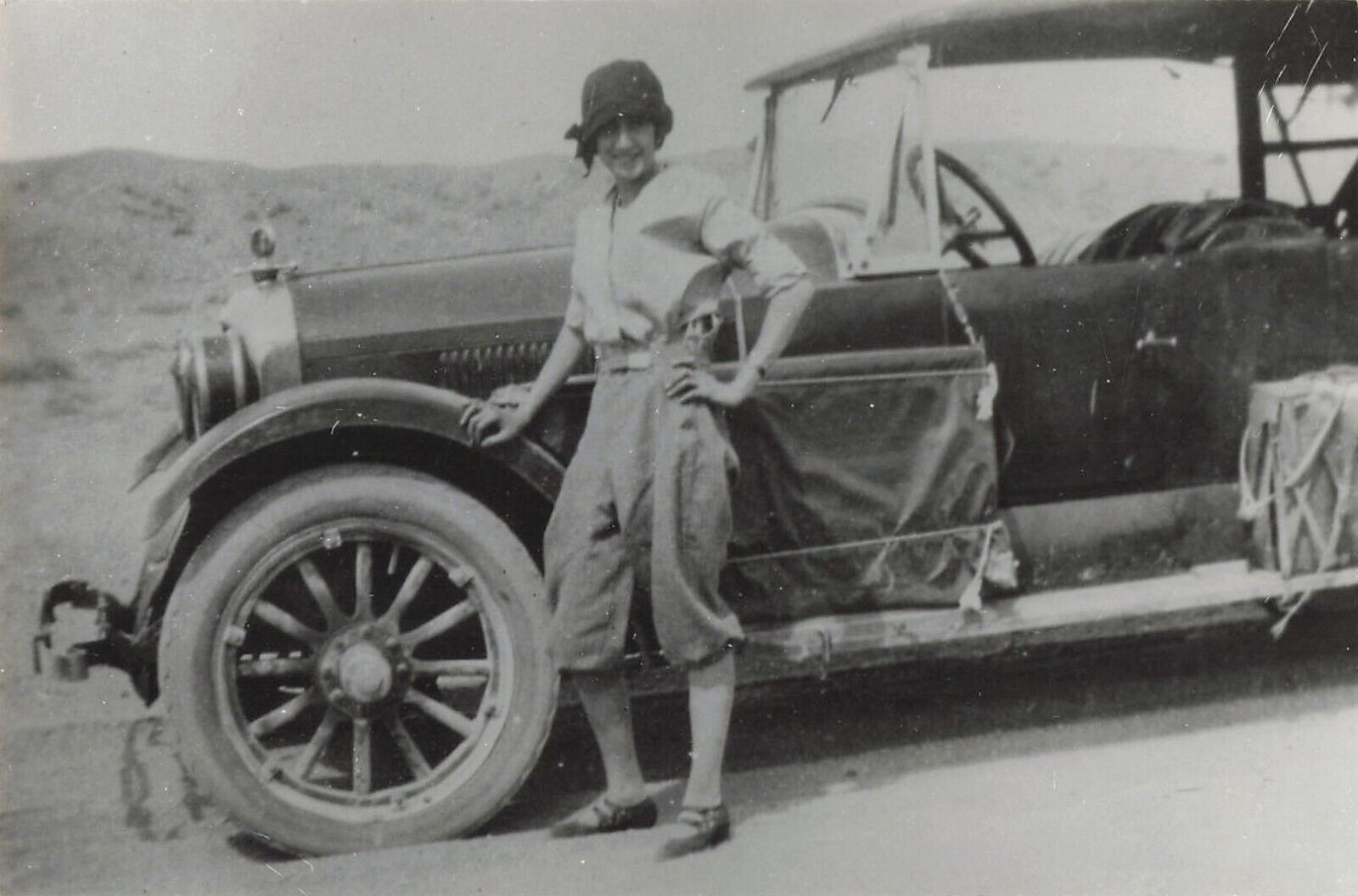 Reprint of 1920s Lady Pants Traveling Car RPPC Postcard Kodak  *Am4a