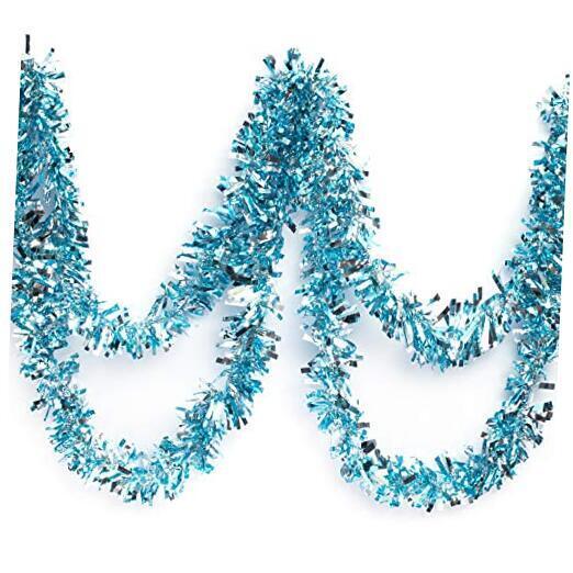 Anderson\'s Two-Color Metallic Tinsel Twist Garland, Light Light Blue/Silver
