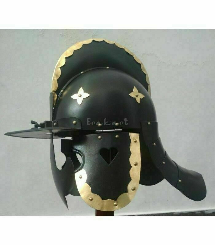 Black Antique Hussar Armor Helmet Medieval Steel & Brass Replica Helmet