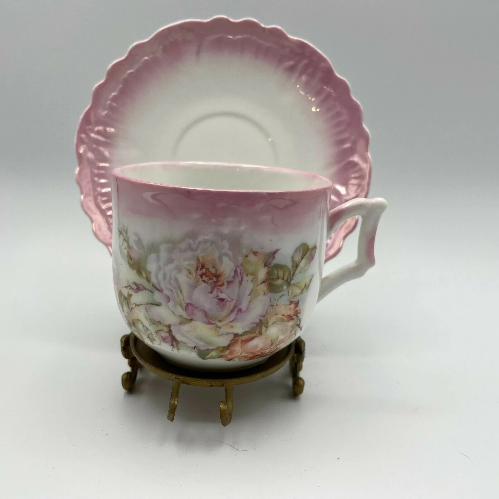 Vintage Pink & White Floral Tea Cup and Saucer- Different